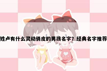 姓卢有什么灵动俏皮的男孩名字？经典名字推荐