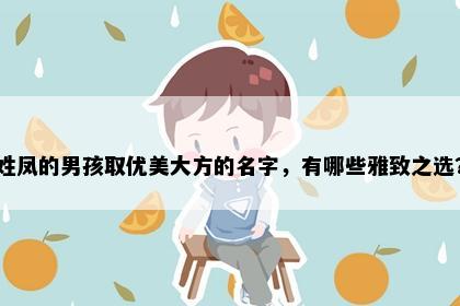 姓凤的男孩取优美大方的名字，有哪些雅致之选？