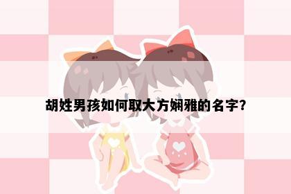 胡姓男孩如何取大方娴雅的名字？