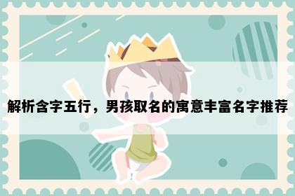 解析含字五行,男孩取名的寓意丰富名字推荐