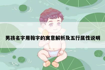 男孩名字用翰字的寓意解析及五行属性说明