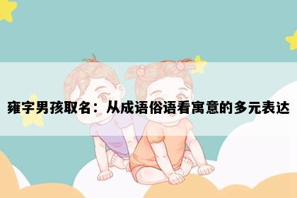 雍字男孩取名：从成语俗语看寓意的多元表达