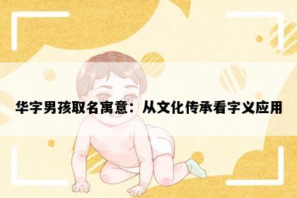 华字男孩取名寓意：从文化传承看字义应用