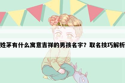 姓茅有什么寓意吉祥的男孩名字?取名技巧解析
