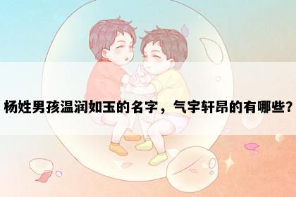 杨姓男孩温润如玉的名字，气宇轩昂的有哪些？