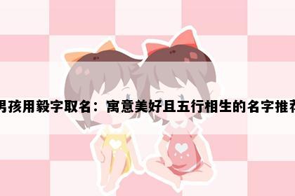 男孩用毅字取名：寓意美好且五行相生的名字推荐